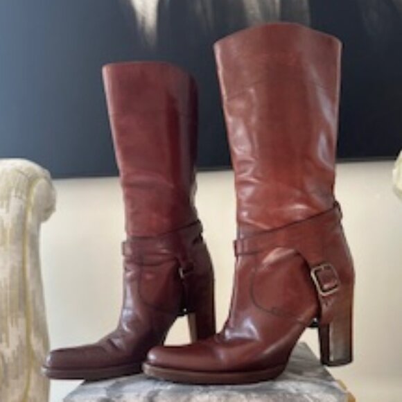 VINTAGE RARE MIU MIU Harness Italian Leather Heeled Luxury Boots - Size 8/8.5 N - Picture 16 of 16